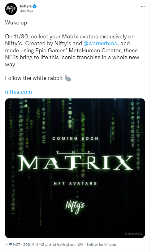 NFT Marketing_The Matrix NFT tweet.png